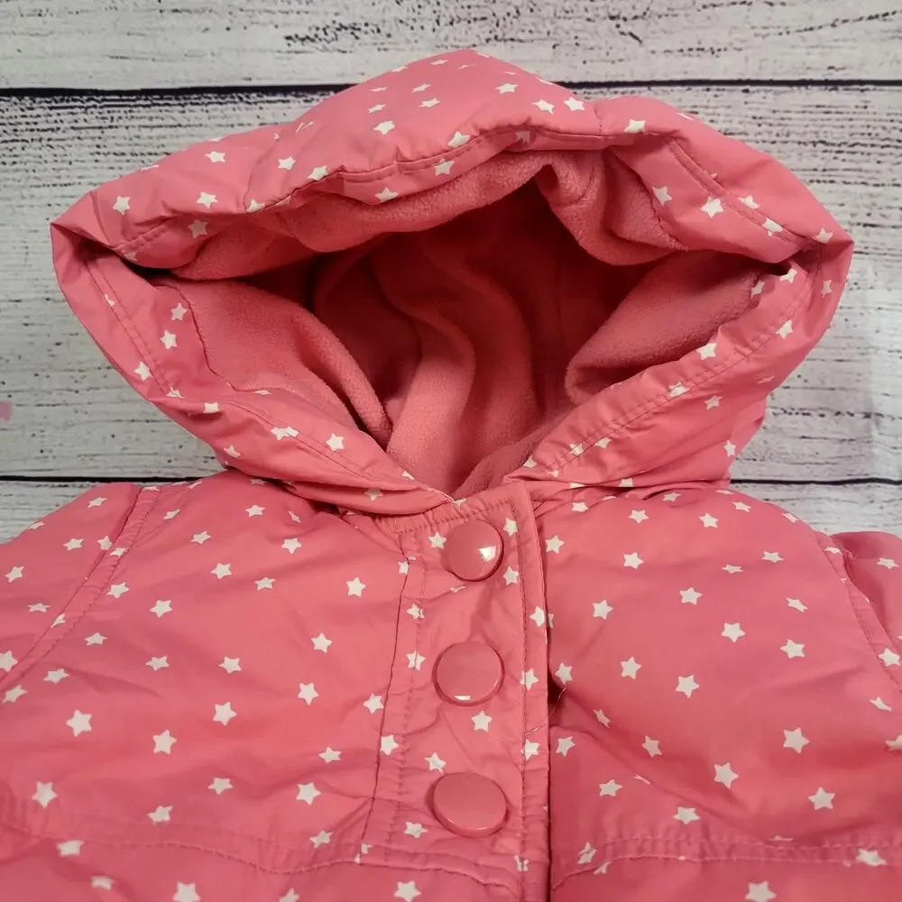 Gymboree Cozy Fairytale Pink w/White Stars‎ Puffer Jacket Size 12-24 Months